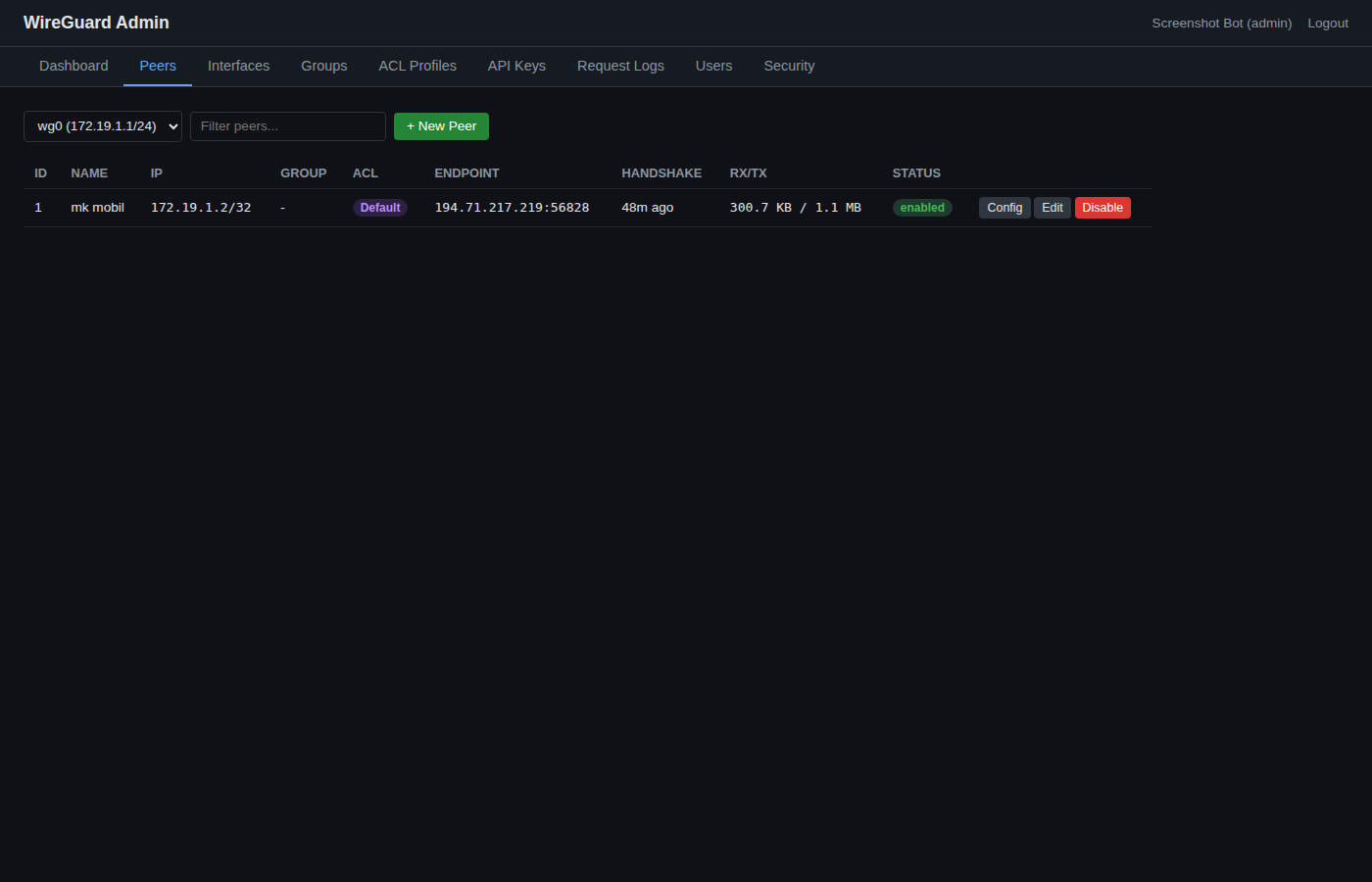 Peer-Verwaltung mit Live-Status